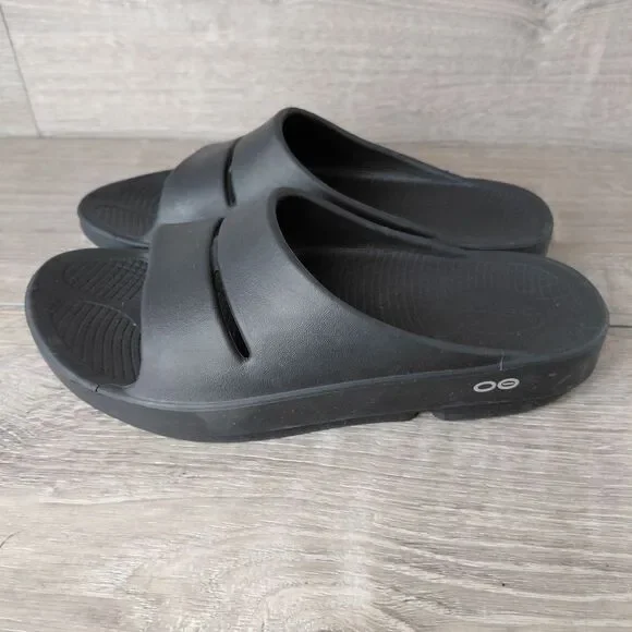 OOFOS OOahh Slides Unisex M5 W7 Black Slip On Orthopedic Recovery Comfort Sandal - Picture 5 of 9
